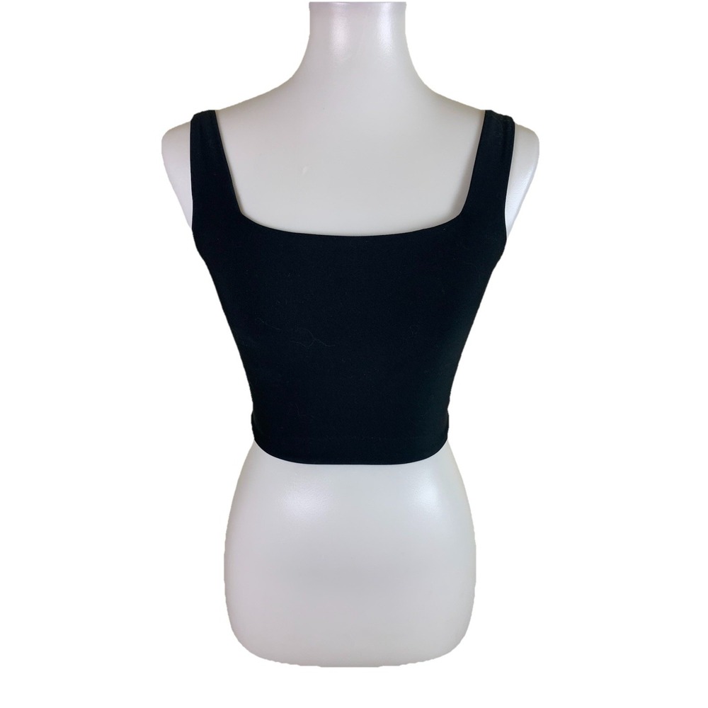 YPB Black Square Neck Cropped Activewear Tank Top XS